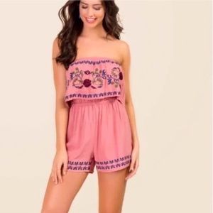 Francesca’s Strapless Pink Romper - Size Medium